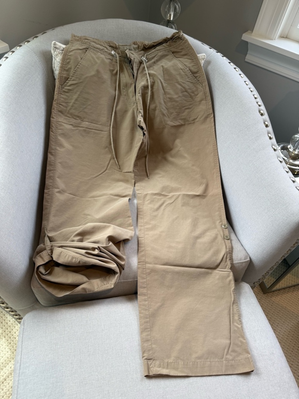 Women’s Casual Drawstring Chino Pants - Tan